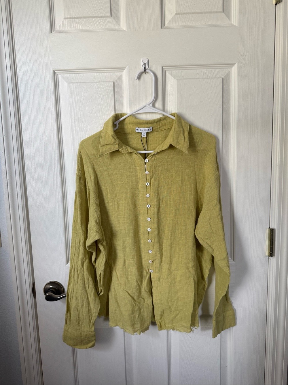 Light Olive Green Button-Down Shirt - Women